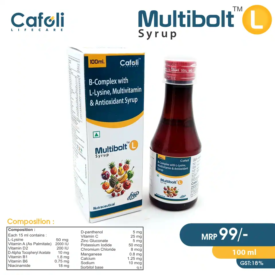 L-Lysine + Multivitamins + Multiminerals Syrup | Nutraceutical Segment | Best Price for PCD Pharma Franchise